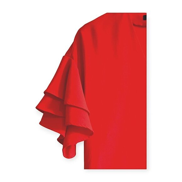 ZARA Red Shift Dress with Ruffle Sleeves Size XS - Picture 6 of 10